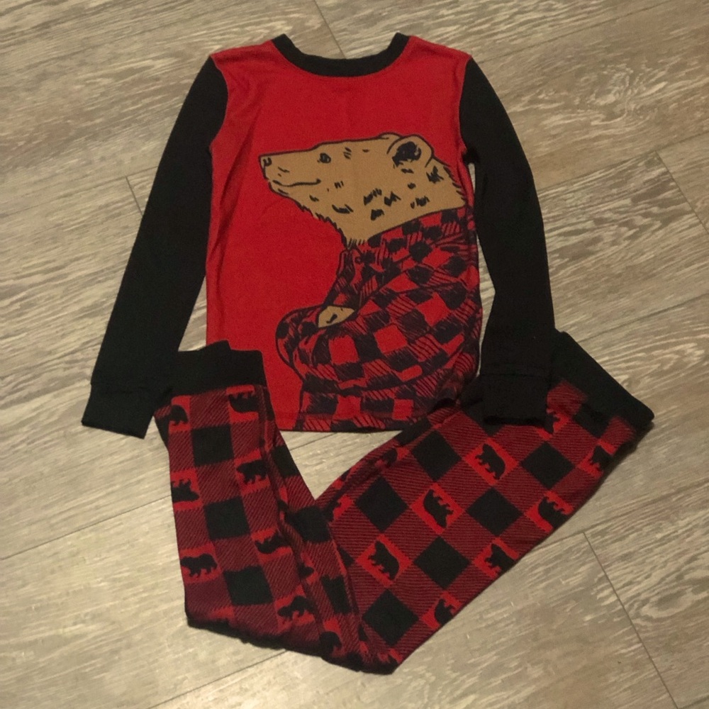 Cuddl Duds Red and Black Bear Pajama Set